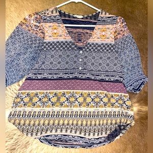 Lucky brand blouse, multicolor size large